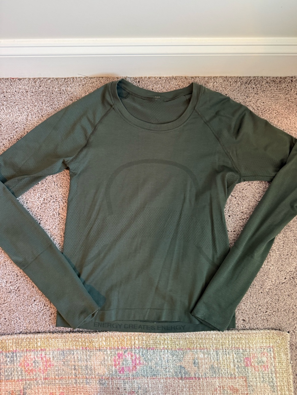 Lululemon Women's Olive Green Long-Sleeve Performance Top